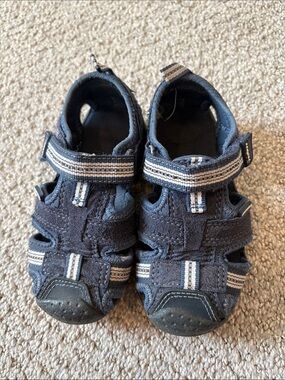 pediped Navy and White Striped Closed-Toe Kids Sandals